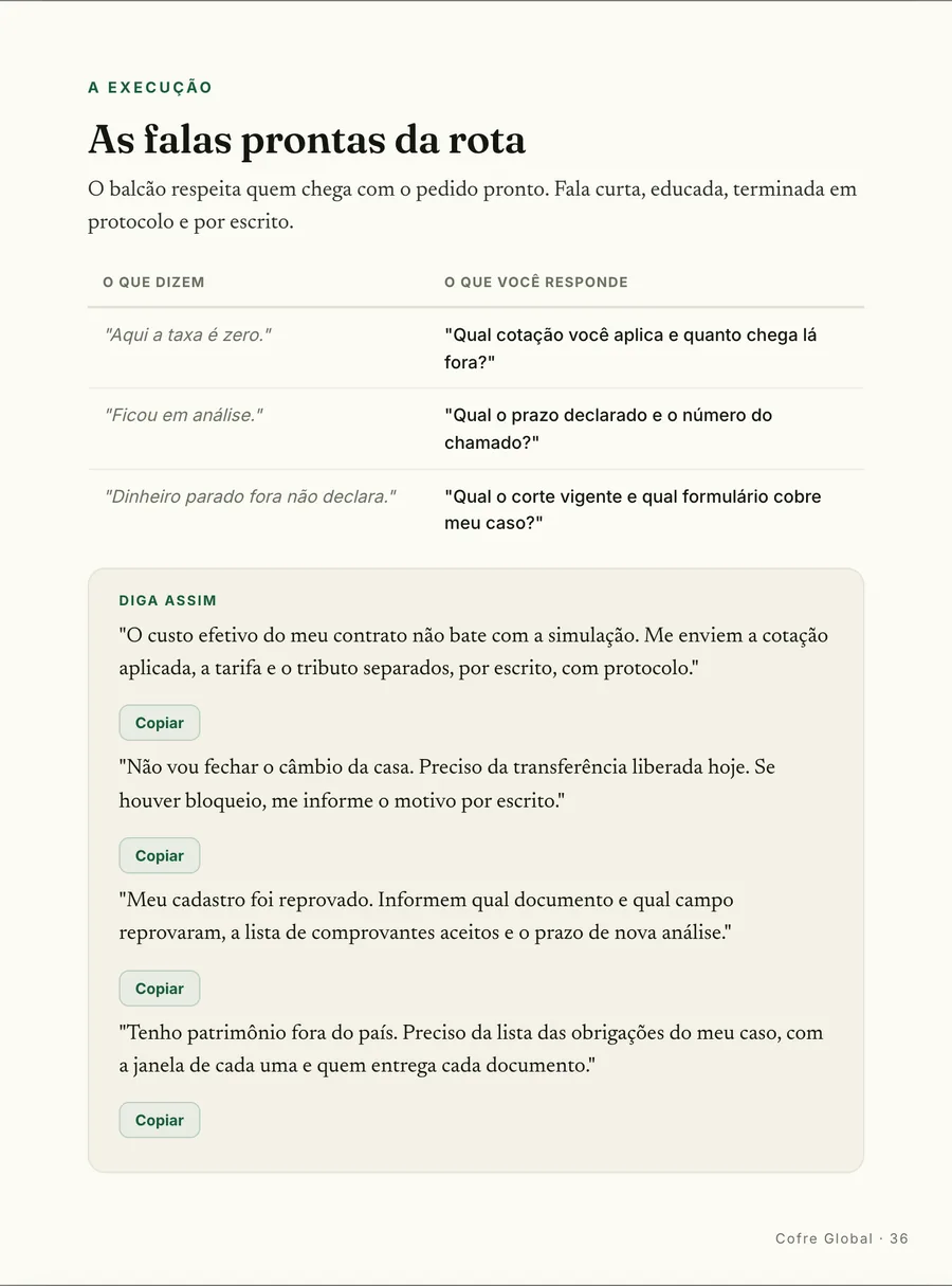 Página real do guia: Falas prontas